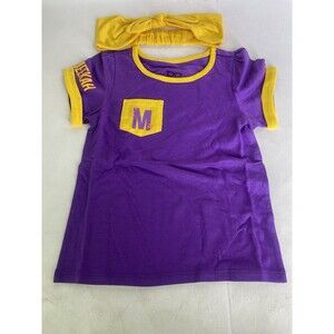 Blippi Meekah Purple Short Sleeve T-Shirt with Headband Girls Size 4